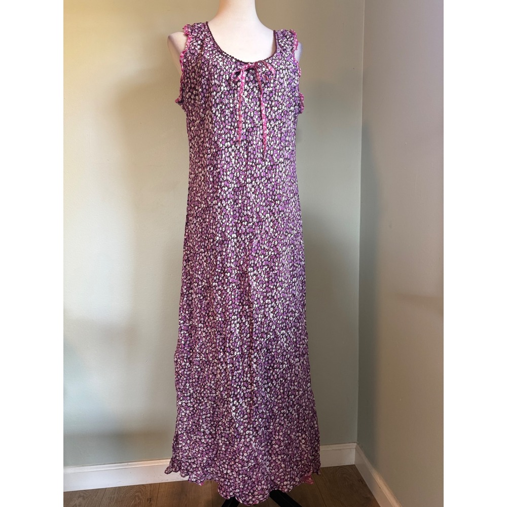 Boutique Europa Purple Floral Sleeveless Maxi Dress boho whimsi Y2K cottage pink